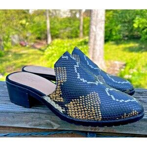 Crown Vintage Mules Womens Snake Skin Rydella Slip On Boho Classic Luxury Sz 7.5
